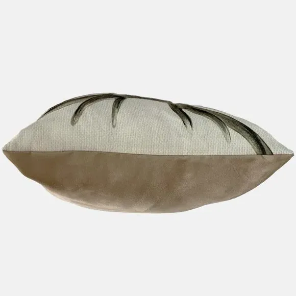 Square Cushion with Stag Print - Grey, Polyester