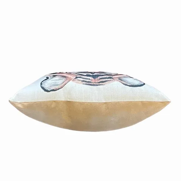 Square Cushion with Tiger Print - Cream