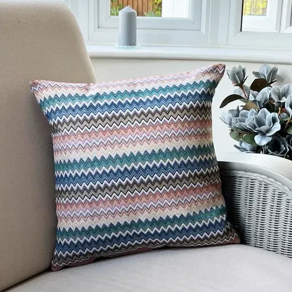 Square Cushion with Zig Zag Print - Multicolor image
