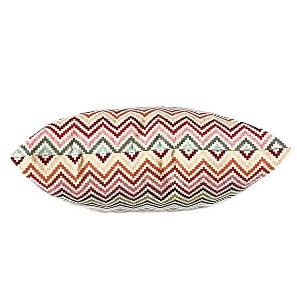 Square Cushion with Zig Zag Print - Multicolor