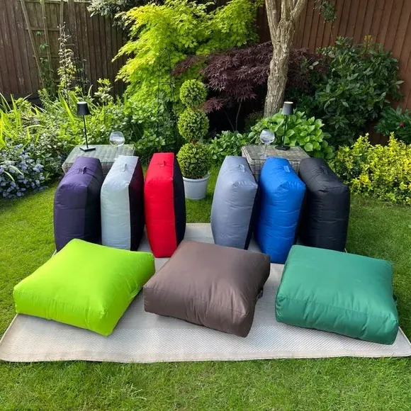 Square Floor Cushion Outdoor - Black, Fabric
