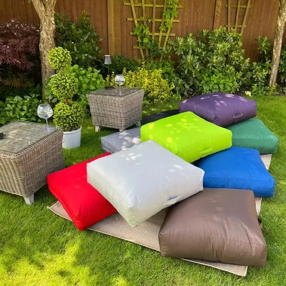 Square Floor Cushion Outdoor - Black, Fabric