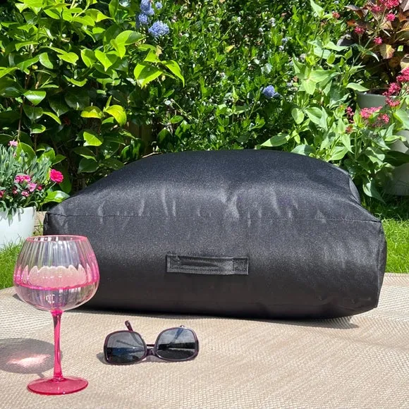 Square Floor Cushion Outdoor - Black, Fabric