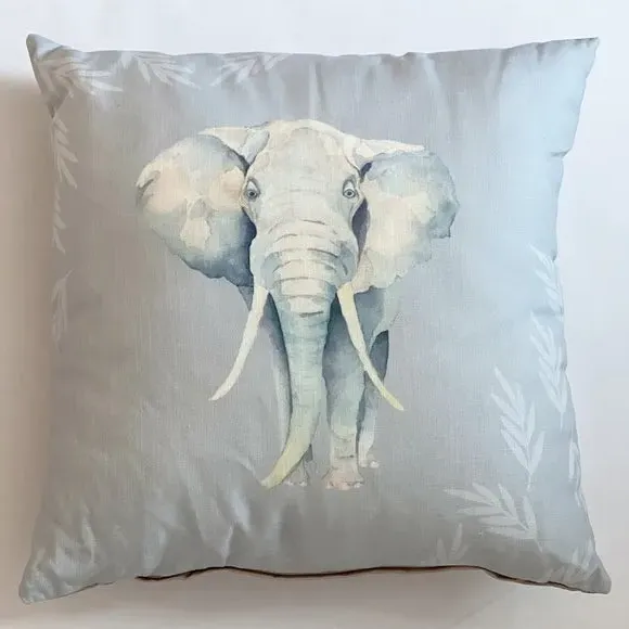 Square Scatter Cushion with Print - Grey, Polyester