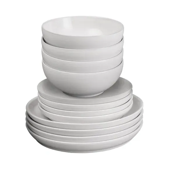 12 Piece Dinner Set - Stone White, Stoneware