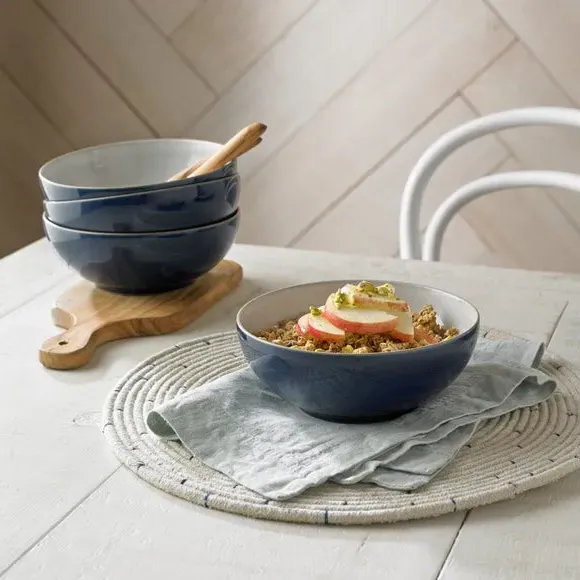 4-Piece Cereal Bowl Set - Blue, Stoneware