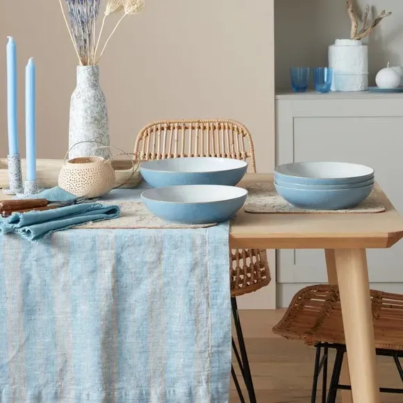 Pasta Bowl with Textured Glaze - Blue, Stoneware