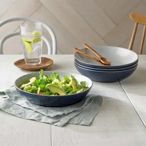 Set of 4 Pasta Bowls - Blue, Stoneware