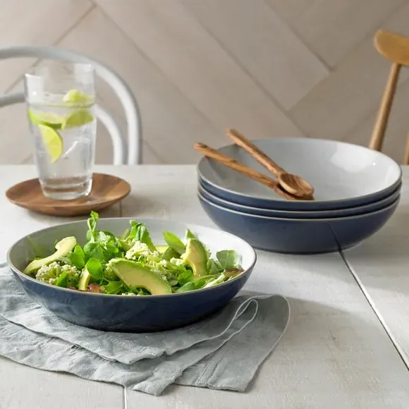 Set of 4 Pasta Bowls - Blue, Stoneware image