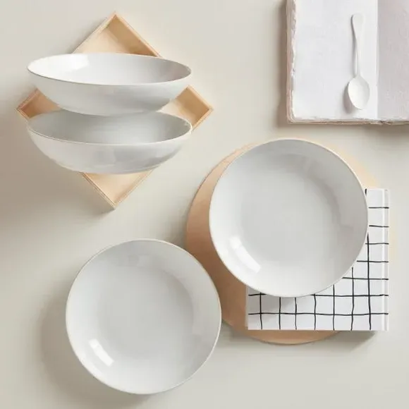 Set of 4 Pasta Bowls - Stone White, Stoneware