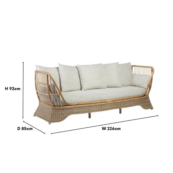 Day Bed Sofa with Cushions - Natural, Rattan