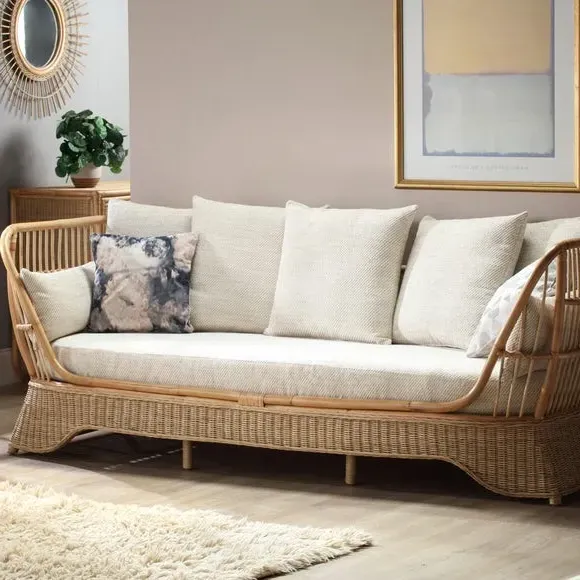 Day Bed Sofa with Cushions - Natural, Rattan image