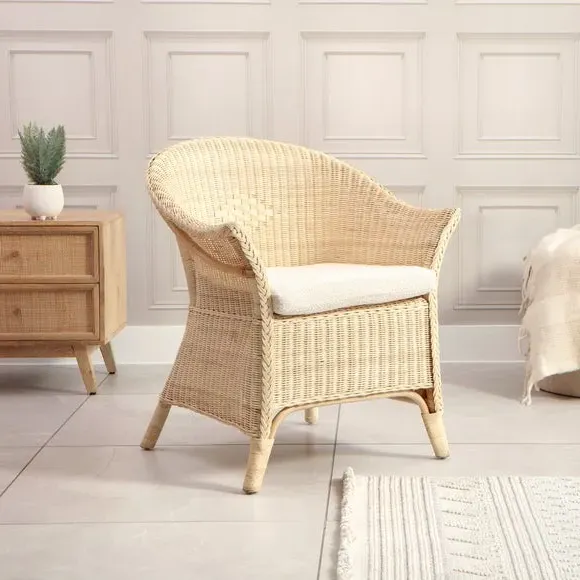 Kingsize Wicker Loom Chair with Cushion - Natural image