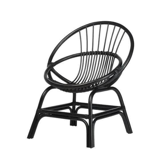 Moon Rattan Chair - Black, Natural Rattan