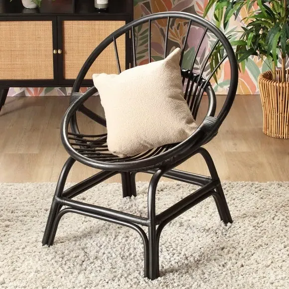 Moon Rattan Chair - Black, Natural Rattan image