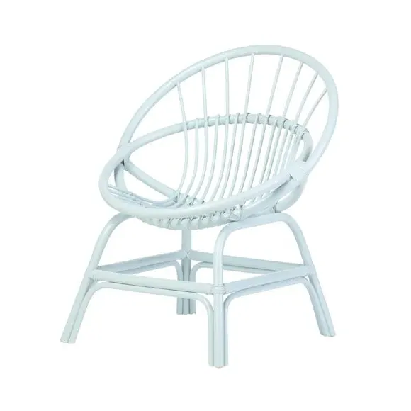 Moon Rattan Chair - Blue, Natural Rattan