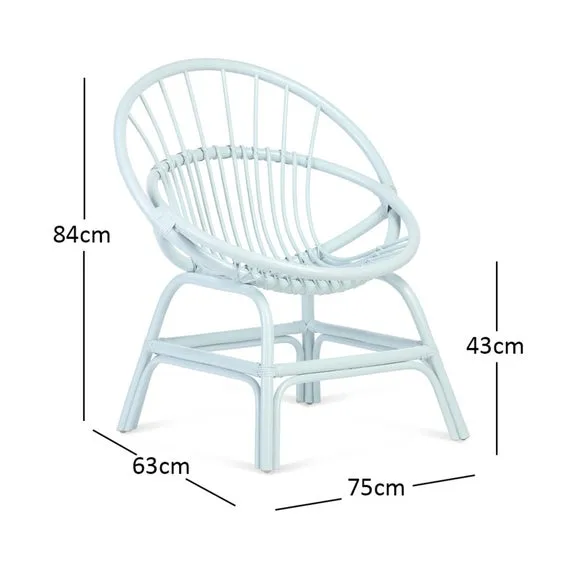 Moon Rattan Chair - Blue, Natural Rattan