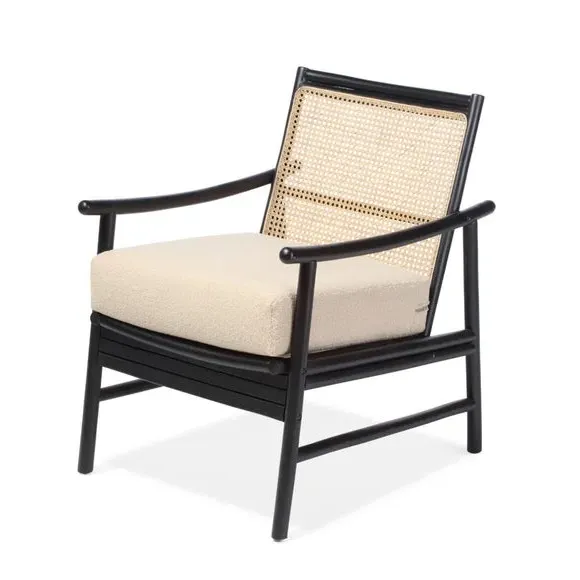 Occasional Chair with Boucle Cushion - Black