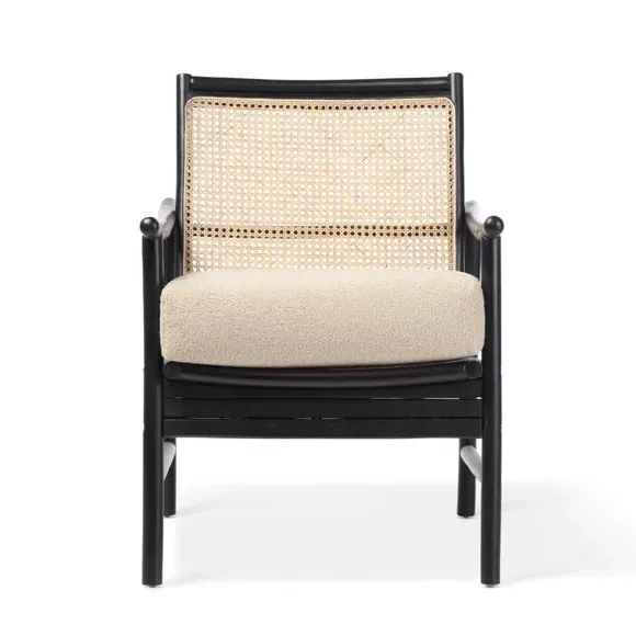 Occasional Chair with Boucle Cushion - Black