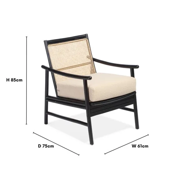 Occasional Chair with Boucle Cushion - Black