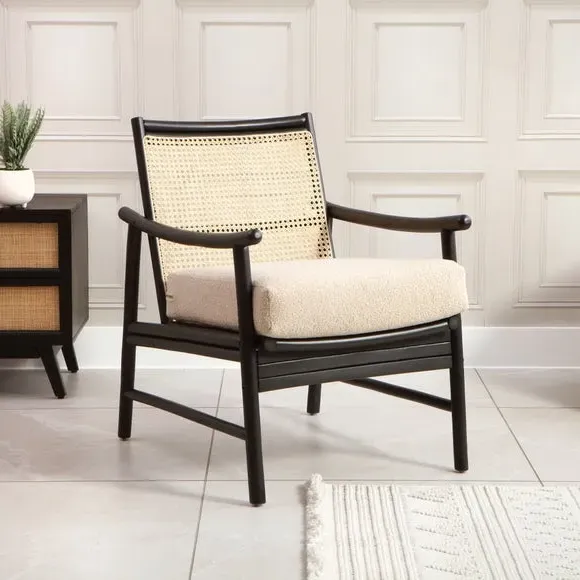 Occasional Chair with Boucle Cushion - Black image