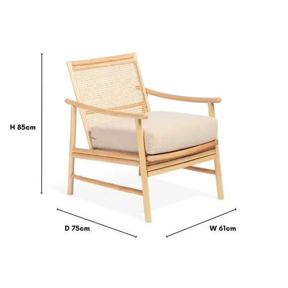 Occasional Chair with Boucle Cushion - Natural