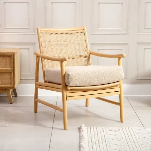 Occasional Chair with Boucle Cushion - Natural