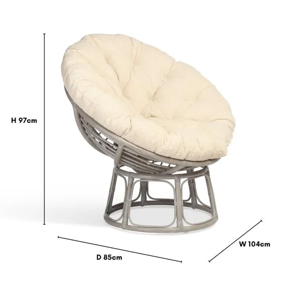 Papasan Chair with Cushion - Grey, Rattan
