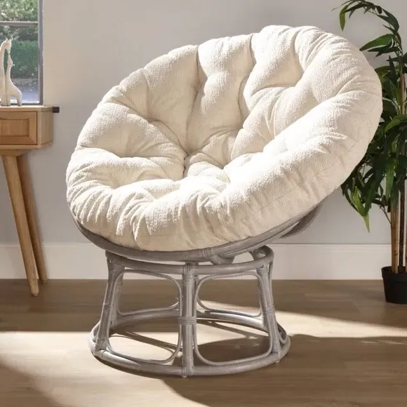Papasan Chair with Cushion - Grey, Rattan image