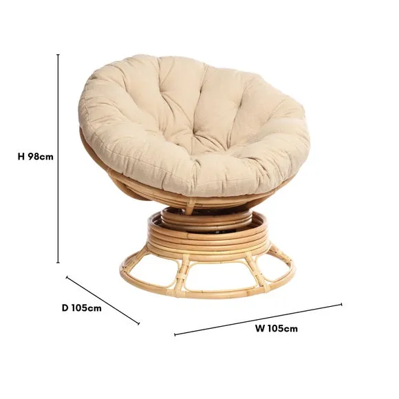 Papasan Rocking Chair with Swivel - Natural, Rattan