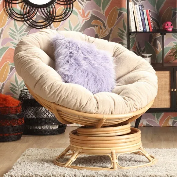 Papasan Rocking Chair with Swivel - Natural, Rattan image