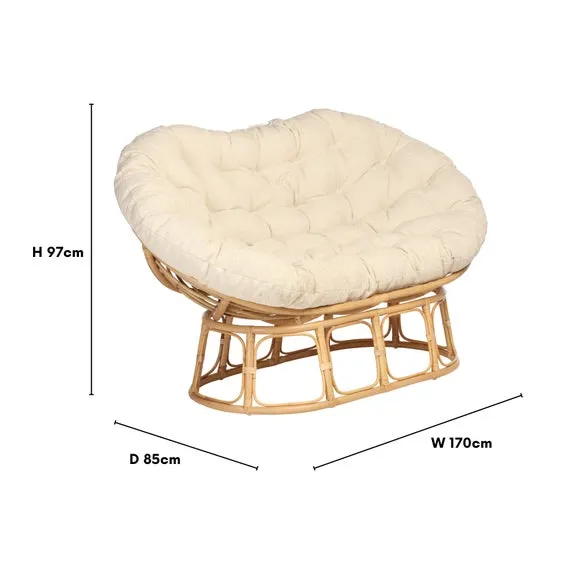 Papasan Sofa with Cushion - Natural, Rattan