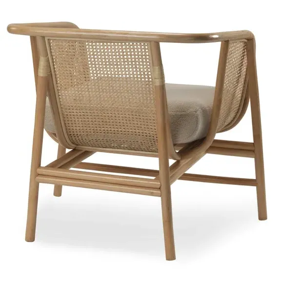 Rattan Chair with Boucle Cushion - Natural