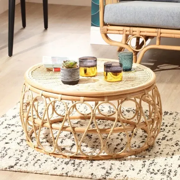 Round Coffee Table - Natural, Rattan