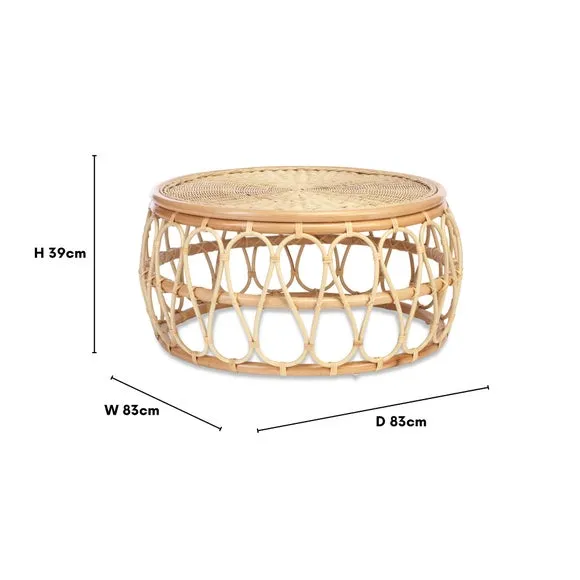 Round Coffee Table - Natural, Rattan