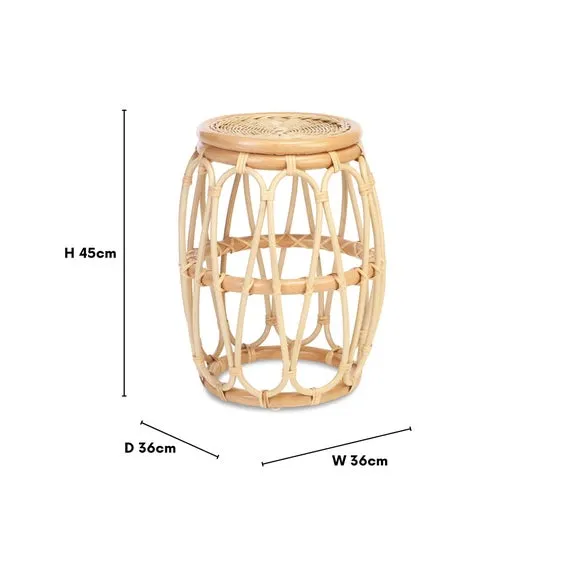 Round Side Table - Natural, Rattan