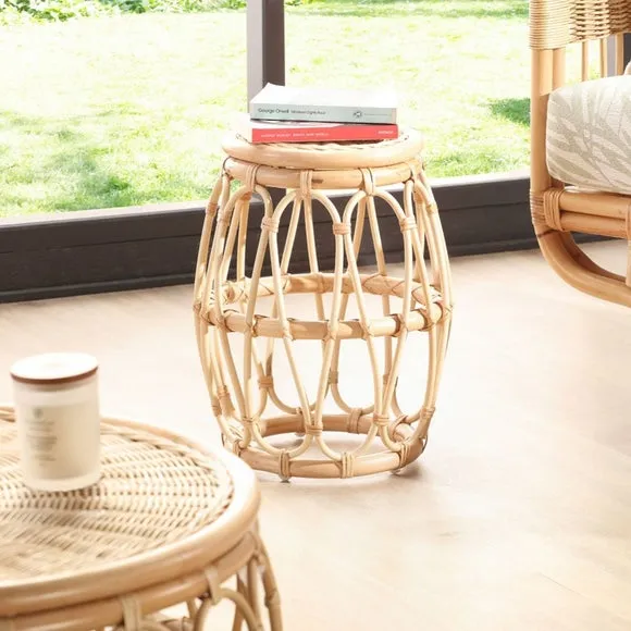 Round Side Table - Natural, Rattan image
