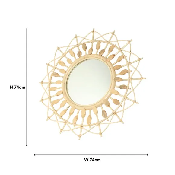 Round Wall Mirror with Woven Frame - Natural, Rattan