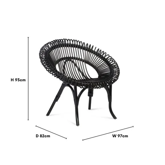 Shanghai Rattan Chair - Black, Rattan
