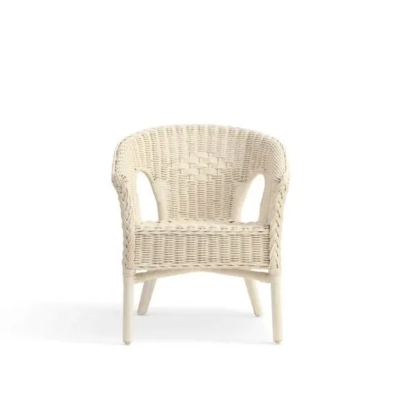 Small Wicker Chair Stackable - White, Rattan