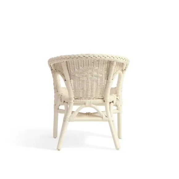 Small Wicker Chair Stackable - White, Rattan