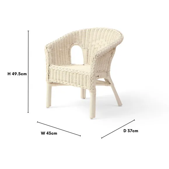 Small Wicker Chair Stackable - White, Rattan