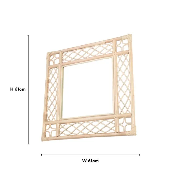 Square Wall Mirror - Natural, Rattan