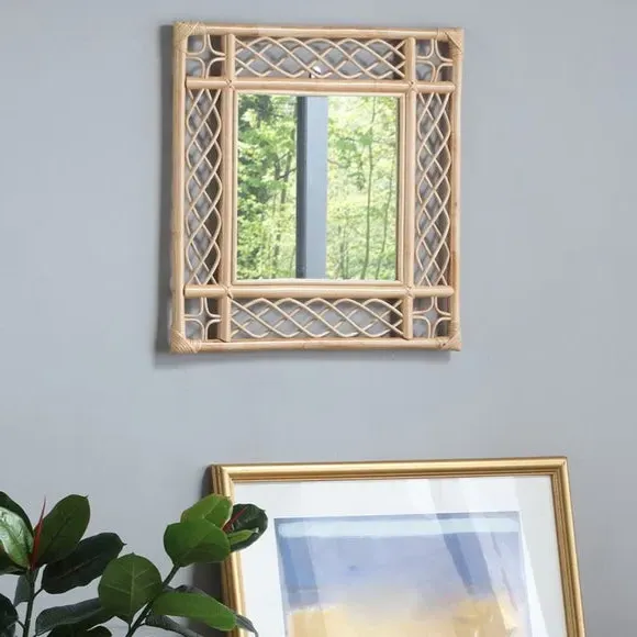 Square Wall Mirror - Natural, Rattan