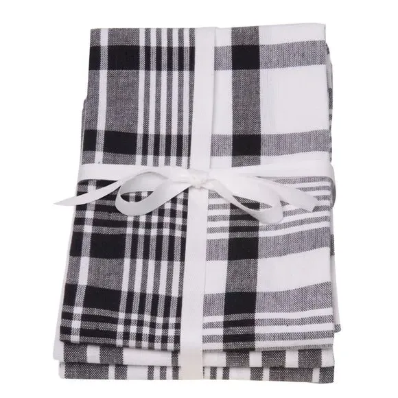 3-Pack Tea Towels Extra Large - Black, Cotton