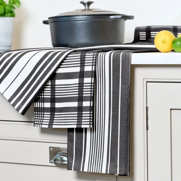 3-Pack Tea Towels Extra Large - Black, Cotton image
