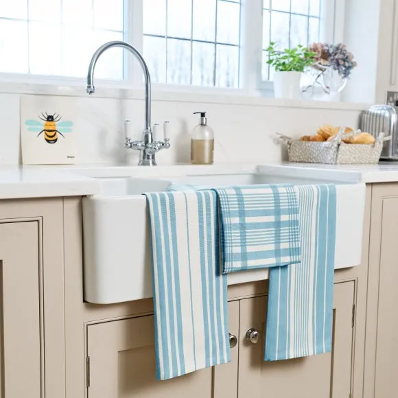 3-Pack Tea Towels Extra Large - Duck Egg, Cotton