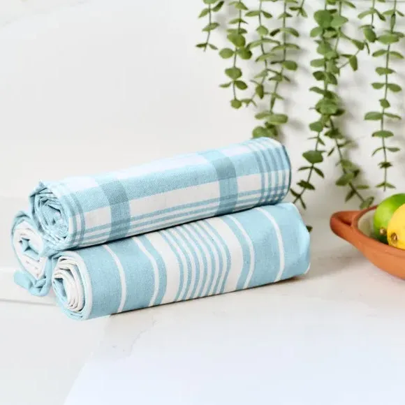 3-Pack Tea Towels Extra Large - Duck Egg, Cotton