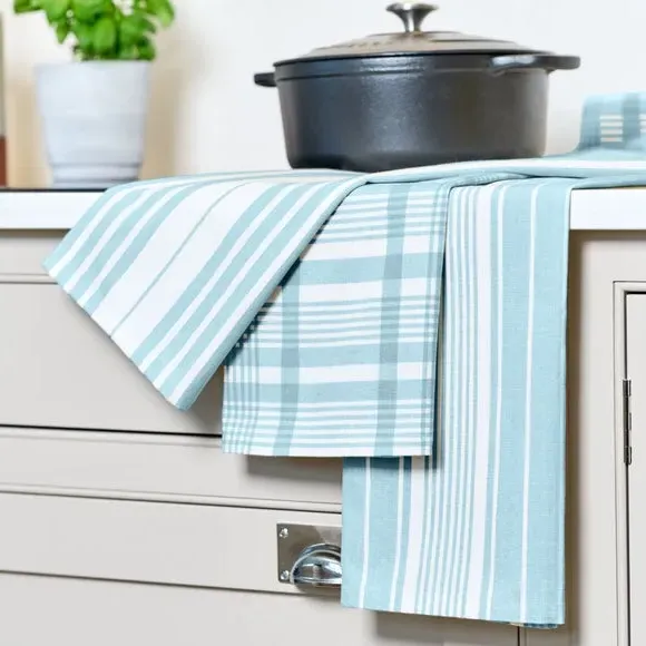 3-Pack Tea Towels Extra Large - Duck Egg, Cotton
