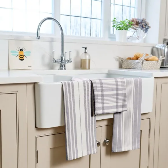 3-Pack Tea Towels Extra Large - Grey, Cotton